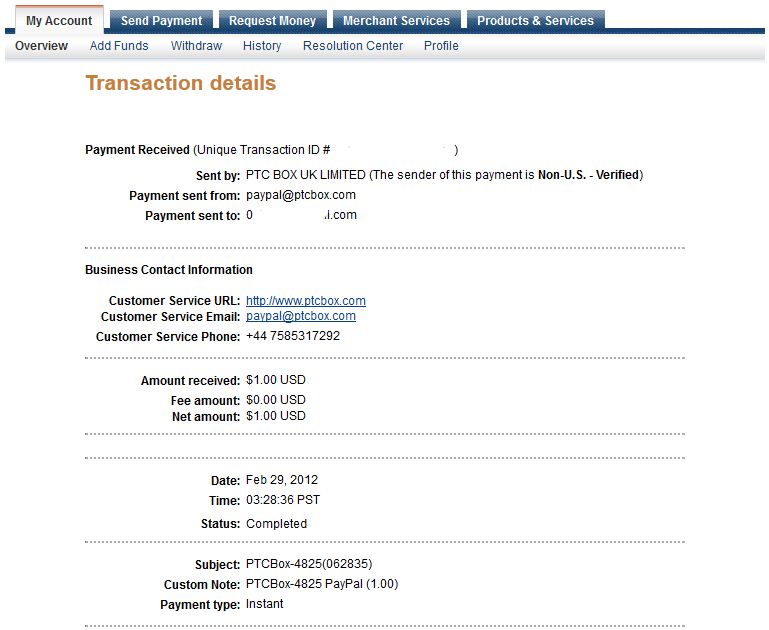 PTC BOX Payment Proof