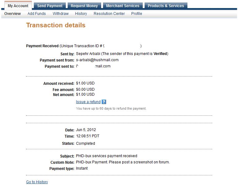 PHD-BUX Payment Proof