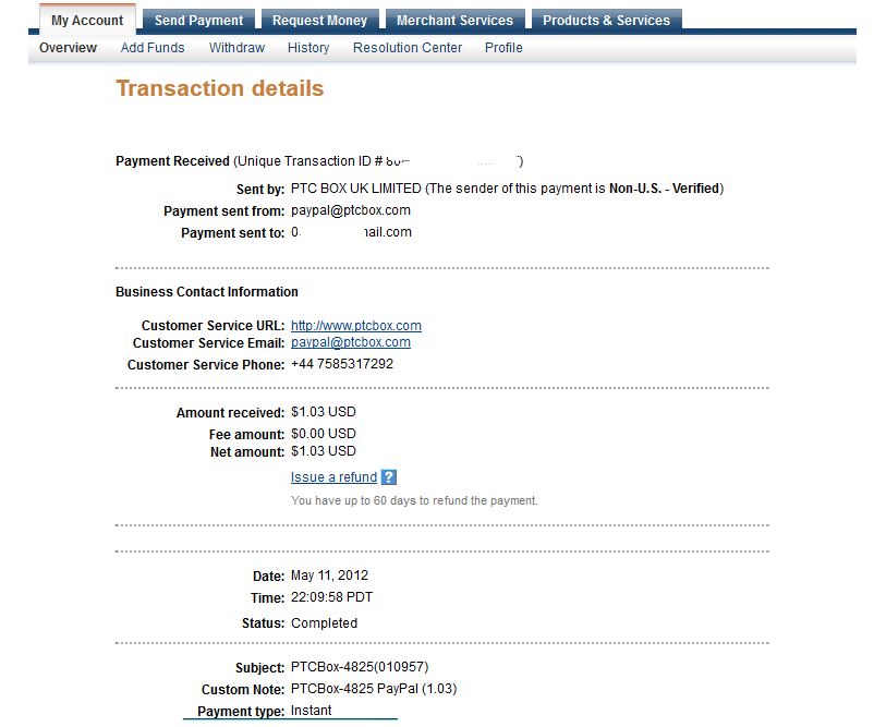 PTC BOX 2 Payment Proof